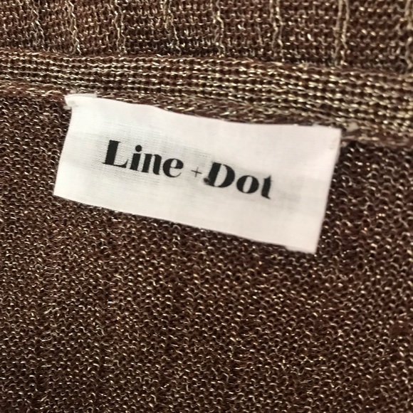 Line & Dot Brown Metallic Long Sleeve Wrap Top - Picture 4 of 4